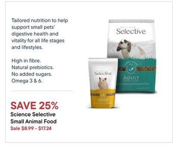 Petvalu Science selective small animal food offer