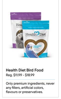 Petvalu Health diet bird food offer