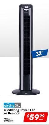 Factory Direct Arctic sky 32 oscillating tower fan w/remote offer
