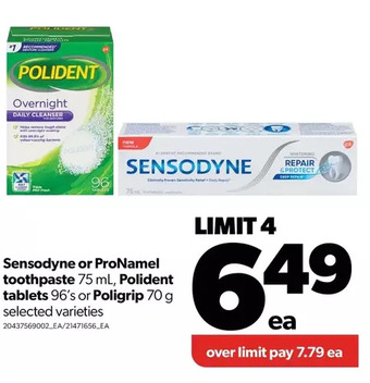Real Canadian Superstore Sensodyne or pronamel toothpaste, polident tablets or poligrip offer