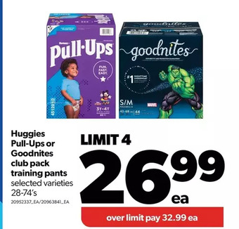 Real Canadian Superstore Huggies pull-ups or goodnites club pack training pants offer
