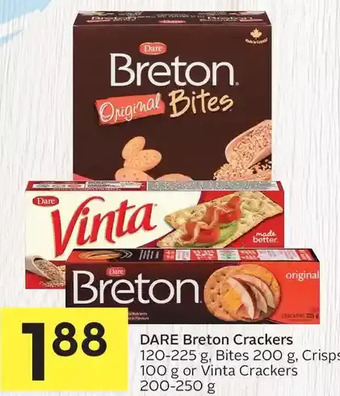 Foodland Dare breton crackers, bites, crisps or vinta crackers offer