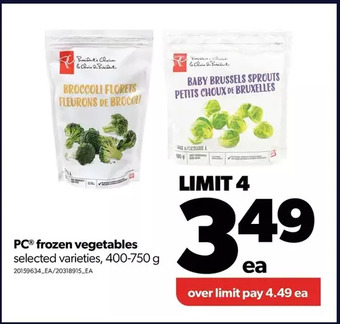 Real Canadian Superstore Pc frozen vegetables offer