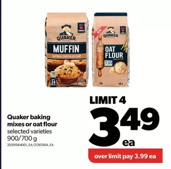 Real Canadian Superstore Quaker baking mixes or oat flour offer
