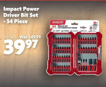 Home Hardware Impact power driver bit set - 54 piece offer