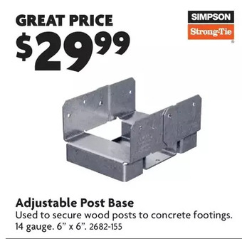 Home Hardware Adjustable post base offer