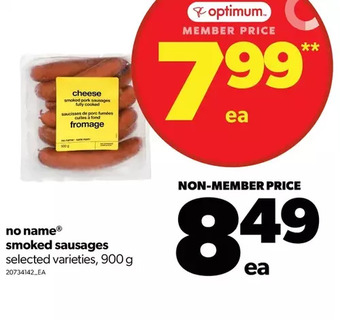 Real Canadian Superstore No name smoked sausages offer