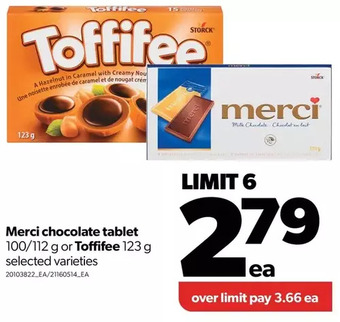Real Canadian Superstore Merci chocolate tablet or toffifee offer