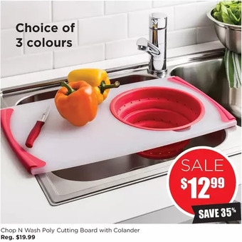 Kitchen Stuff Plus Chop n wash poly cutting board with colander offer