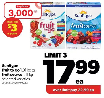Real Canadian Superstore Sunrype fruit to go or fruit source offer