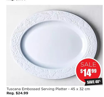 Kitchen Stuff Plus Tuscana embossed serving platter - 45 x 32 cm offer