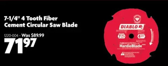 Home Hardware 7-1/4 4 tooth fiber cement circular saw blade offer