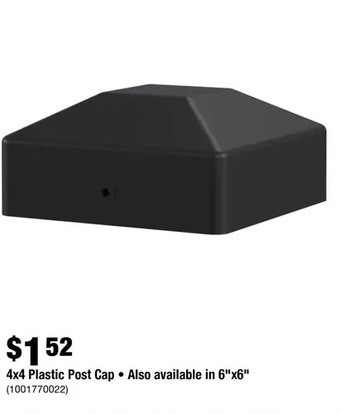 Home Depot 4x4 plastic post cap offer