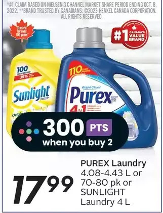 Sobeys Purex laundry or sunlight laundry offer