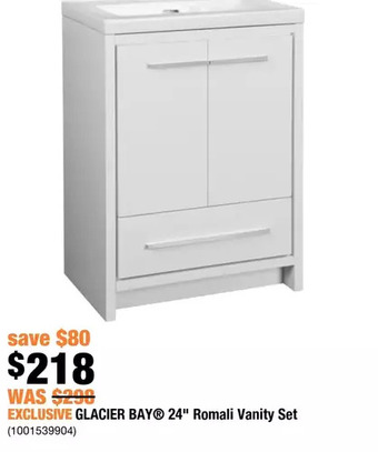Home Depot Glacier bay 24 romali vanity set offer