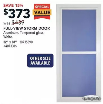Lowe's Larson full-view storm door. 32 x 81 offer