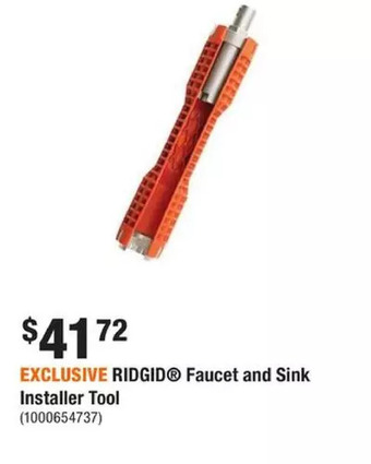 Home Depot Ridgid faucet and sink installer tool offer