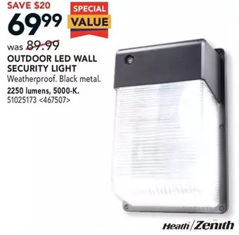 Lowe's Heath zenith outdoor led wall security light offer