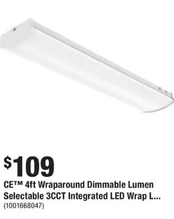 Home Depot Ce 4ft wraparound dimmable lumen selectable 3cct integrated led wrap light offer