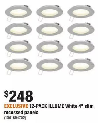 Home Depot 12-pack illume white 4 slim recessed panels offer