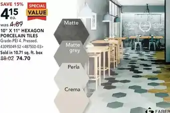 Lowe's Faber 10 x 11 hexagon porcelain tiles offer
