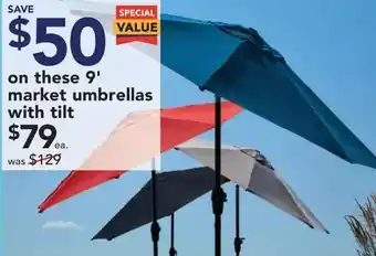 Lowe's 9' market umbrellas with tilt offer