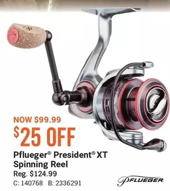 Cabela's Pflueger president xt spinning reel offer