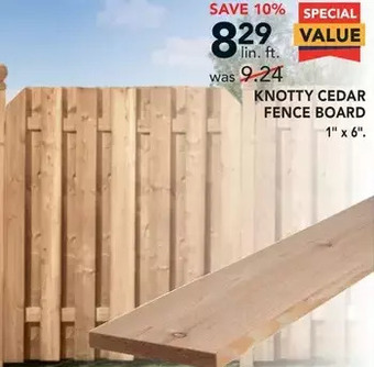 RONA Knotty cedar fence board offer