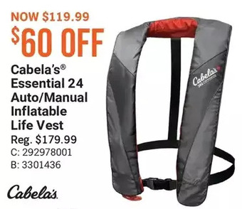 Cabela's Cabela's essential 24 auto/manual inflatable life vest offer