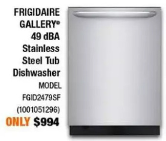 Home Depot Frigidaire gallery 49 dba stainless steel tub dishwasher offer