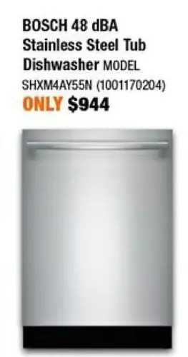 Home Depot Bosch 48 dba stainless steel tub dishwasher offer
