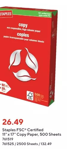 Staples Staples fsc certified copy paper offer