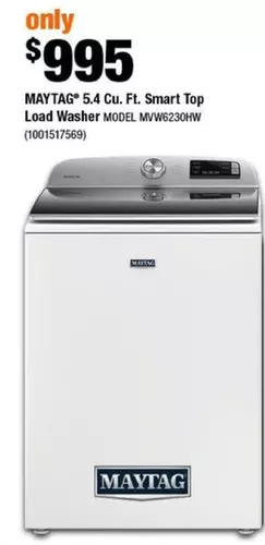 Home Depot Maytag 5.4 cu. ft. smart top load washer offer