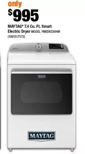 Home Depot Maytag 7.4 cu. ft. smart electric dryer offer