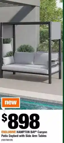 Home Depot Hampton bay canyon patio daybed with side arm tables offer