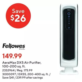 Staples Fellowes aeramax dx5 air purifier | dx55 offer