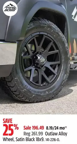 Canadian Tire Outlaw alloy wheel, satin black 18 x 9 offer