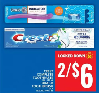 Food Basics Crest complete toothpaste, oral-b toothbrush offer