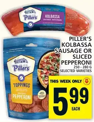 Food Basics Piller's kolbassa sausage or sliced pepperoni offer