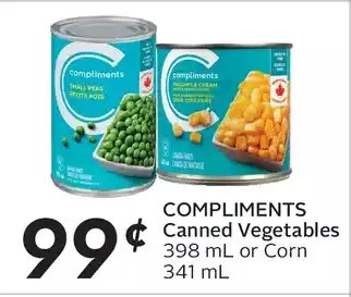 Sobeys Urban Fresh Compliments canned vegetables or corn offer