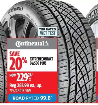 Canadian Tire Continental extremecontact dws06 plus tires offer