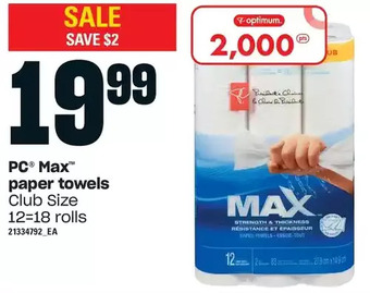 Loblaws Pc max paper towels offer