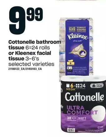 Loblaws Cottonelle bathroom tissue or kleenex facial tissue offer