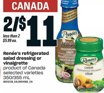 Loblaws Renée's refrigérated salad dressing or vinaigrette offer
