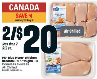 Loblaws Pc blue menu chicken breasts or thighs offer