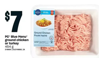 Loblaws Pc blue menu ground chicken or turkey offer
