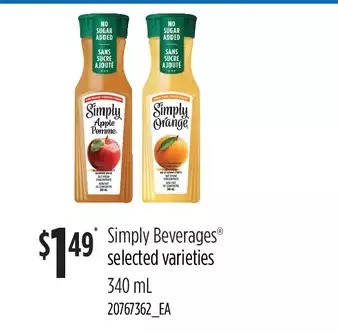 Loblaws Simply beverages offer