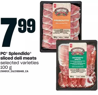 Loblaws Pc splendido sliced deli meats offer