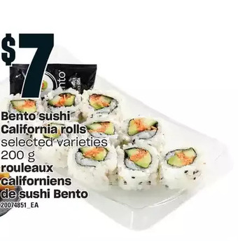 Independent Grocer Bento sushi california rolls offer