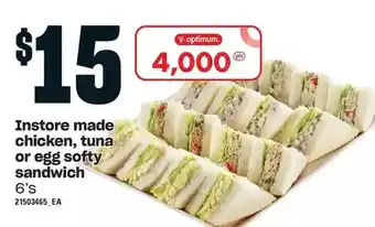 Loblaws Instore made chicken, tuna or egg softy sandwich offer